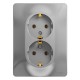 Glossa Алюминий Розетка 2-я с заземлением (в сборе с рамкой)  GSL000324  SE