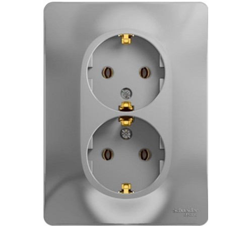 Glossa Алюминий Розетка 2-я с заземлением (в сборе с рамкой)  GSL000324  SE