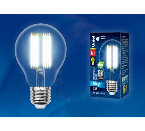 Лампа светодиодная LED-A70-17W/4000K/E27/CL PLS02WH LED. "груша" прозр. Серия Sky. 4000К .  UL-00004871  Uniel