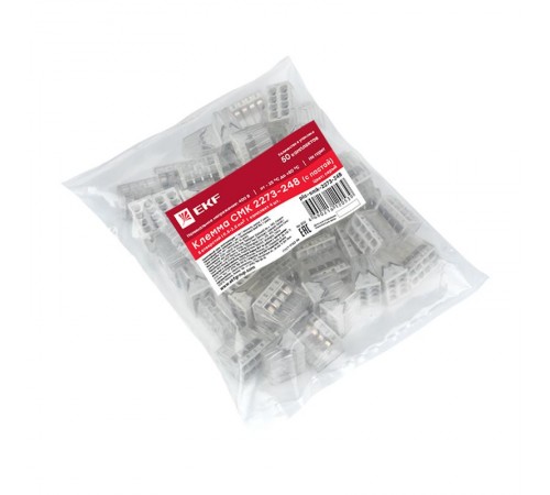Строительно-монтажная клемма СМК 2273-248 (с пастой) 8 отверстий 0,5-2.5мм2 (50шт.) EKF PROxima  plc-smk-2273-248  EKF