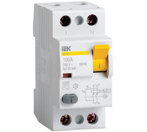 Выключатель дифференциальный (УЗО) ВД1-63 2п 63А 100мА тип A  MDV11-2-063-100  IEK
