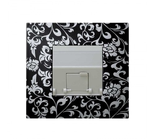 Розетка наклонная для передачи данных со шторкой на 1 разъем RJ45 серого цвета S27  27081-37  Simon