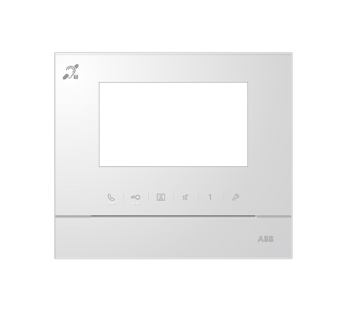 Рамка для абонентского устройства 4,3, белый глянцевый, с символом индукционной петли  2TMA070130W0060  ABB