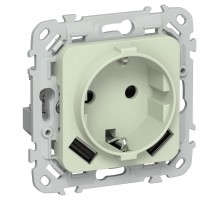 FLITE Розетка с заземлением со шторками 16А с USB A+A 3,1А РСЮша11-0-ФлП панг  FI-R14-16-U21-D31-K92  IEK