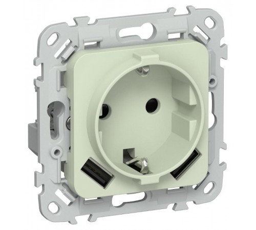 FLITE Розетка с заземлением со шторками 16А с USB A+A 3,1А РСЮша11-0-ФлП панг  FI-R14-16-U21-D31-K92  IEK
