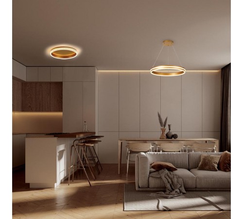 Светильник светодиодный подвесной декоративный 60W, 4200Lum, 4000K, IP20, золото AL5888 SHINNING RING  41698  FERON