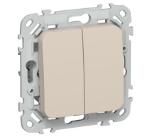 FLITE Переключатель 2-клавишный 10А ВС62-1-0-ФлЛ льняной  FI-V22-0-10-1-K88  IEK