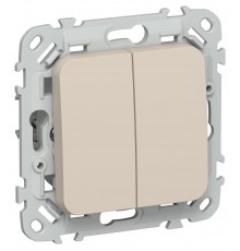 FLITE Выключатель 2-клавишный 10А ВС12-1-0-ФлЛ льняной  FI-V20-0-10-1-K88  IEK