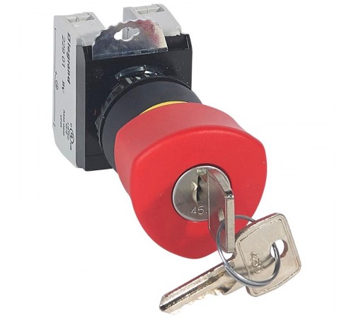 Кнопка с грибовидным толкателем  40 - Osmoz - в сборе - с ключом - авар. отключение - EN 418 - красный  023727  Legrand