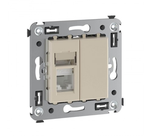 Компьютерная розетка RJ-45 в стену, кат.6 одинарная,"Avanti", "Ванильная дымка"  4405293  DKC
