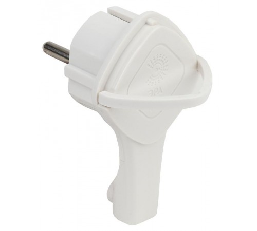 Вилка ультраплоская c/з 16A с кольцом белая V5(U)  Б0026331 ЭРА