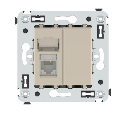 Компьютерная розетка RJ-45 в стену, кат.6 одинарная,"Avanti", "Ванильная дымка"  4405293  DKC