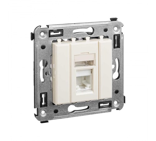 Компьютерная розетка RJ-45 в стену, кат.6 одинарная,"Avanti", "Ванильная дымка"  4405293  DKC