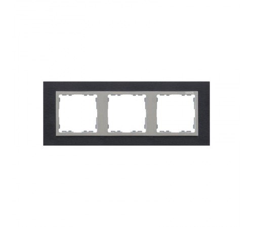 Simon 82 Рамка декоративная, 3 поста, S82 Nature, Металл, чёрная сталь-алюминий  82937-38  Simon