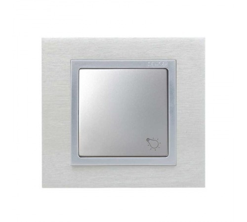 Simon 82 Клавиша с пиктограммой  "лампа" для одноклавишного выключателя, S82, S82N, алюминий  82018-33  Simon