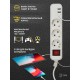 Удлинитель электрический  U-3es-5m-USB c заземлением с выключателем 3 розетки + 3xUSBA 5м 10А   Б0052902  ЭРА
