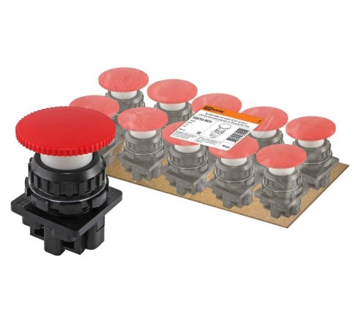 Выключатель кнопочный КЕ 021-У2-исп.5 гриб без фиксации красный 1р 10A 660B IP40  SQ0753-0024  TDM