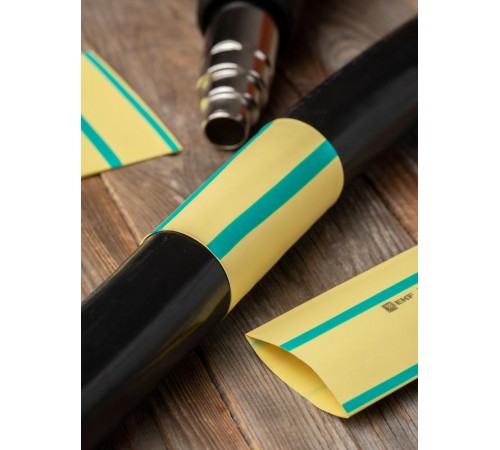 Термоусаживаемая трубка ТУТ нг 50/25 жел-зел EKF PROxima  tut-50-yg  EKF