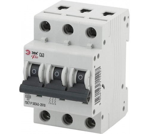 Выключатель автоматический трехполюсный Pro Pro NO-901-36 ВА47-100 3P 63А кривая C  Б0031797  ЭРА