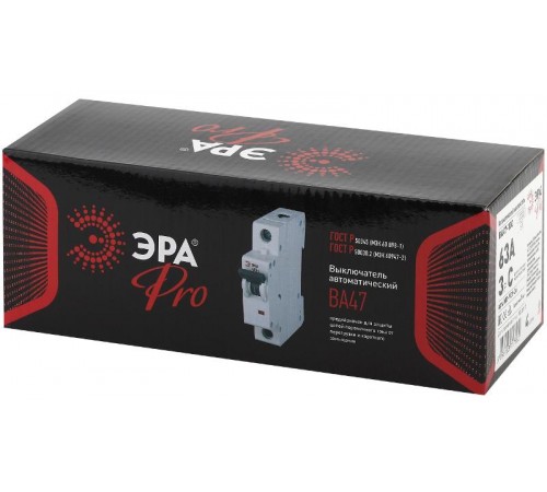 Выключатель автоматический трехполюсный Pro Pro NO-901-36 ВА47-100 3P 63А кривая C  Б0031797  ЭРА