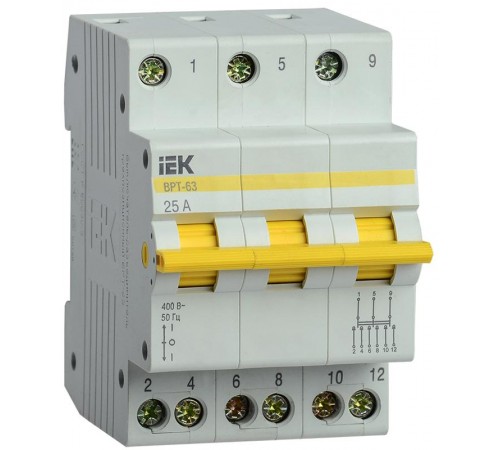 Выключатель-разъединитель (рубильник) трехпозиционный ВРТ-63 3п 25А  MPR10-3-025  IEK