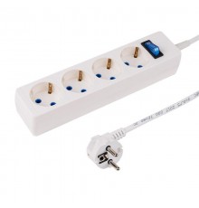 Сетевой фильтр STANDARD 4 гнезда, 1.5 м, 3х0.75 кв.мм, с/з, белый  11-7227  PROconnect