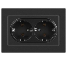 Розетка Intro Accent 6-205-07 , 2X2P+E Schuko, 16А-250В, IP20, СУ, AL/CU, графит  Б0063496  Intro