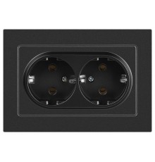 Розетка Intro Accent 6-205-07 , 2X2P+E Schuko, 16А-250В, IP20, СУ, AL/CU, графит  Б0063496  Intro