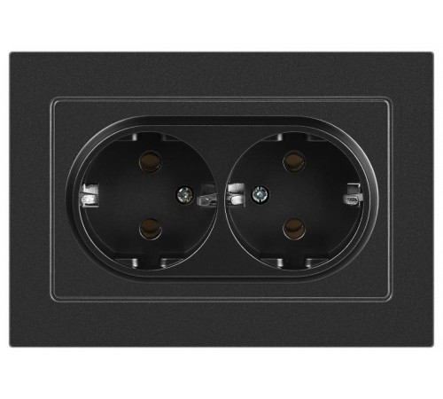 Розетка Intro Accent 6-205-07 , 2X2P+E Schuko, 16А-250В, IP20, СУ, AL/CU, графит  Б0063496  Intro