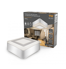 Светильник светодиодный Backlight накладной BL222 Квадрат. Акрил, 6+3W, 3000K, 145*145,  BL222  Gauss