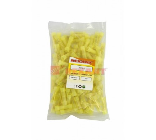 Соединительная гильза изолированная L-27.3 мм нейлон 4-6 мм (ГСИ(н) 6.0/ГСИ-н 4,0-6,0) желтая  08-0732  REXANT