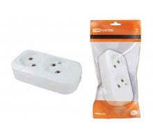 Колодка розеточная 2 гнезда 2П б/з 10А 250В белая   SQ1806-0012  TDM