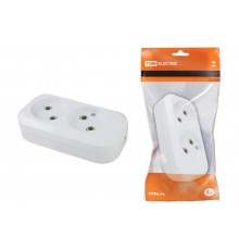 Колодка розеточная 2 гнезда 2П б/з 10А 250В белая   SQ1806-0012  TDM