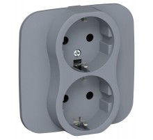 FLITE Розетка 2-ая с заземлением без шторок 16А РС12-0-А-ФлМ маренго  FI-R21A-16-K35  IEK