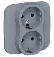 FLITE Розетка 2-ая с заземлением без шторок 16А РС12-0-А-ФлМ маренго  FI-R21A-16-K35  IEK