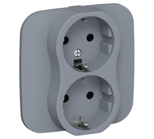 FLITE Розетка 2-ая с заземлением без шторок 16А РС12-0-А-ФлМ маренго  FI-R21A-16-K35  IEK