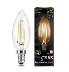 Лампа светодиодная LED 5Вт E14 220В 2700К свеча  103801105  Gauss