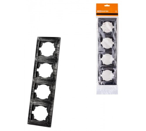 Рамка 4-х постовая вертикальная старинное серебро "Лама"  SQ1815-0685  TDM