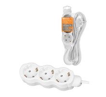 Удлинитель бытовой "Люкс" 3 гнезда, 2 м, с/з, с з/ш, ПВС 3х0,75 мм2, 10 А, 250 В, 2400 Вт  SQ1303-4016  TDM