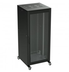 Напольный шкаф 24U 600х1000 двери стекло/сплошная, укомплектован вводом и заглушками RAL9005  R5IT2461GSB  DKC