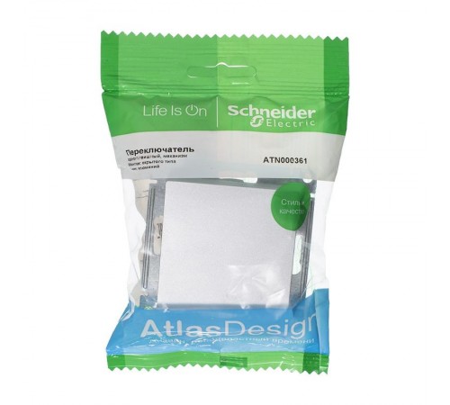 AtlasDesign Алюминий Переключатель 1-клавишный, сх.6, 10АХ, механизм  ATN000361  SE