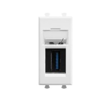 USB 3.0  розетка "Белое облако" Avanti модульная, тип А-А, 1 мод  4400301  DKC