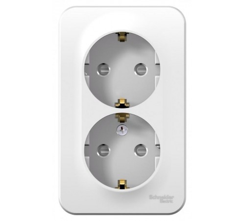 Blanca Белый О/У с монтажной пластиной Розетка 2-ая с заземлением со шторками 16А, 250В  BLNRA011221  SE