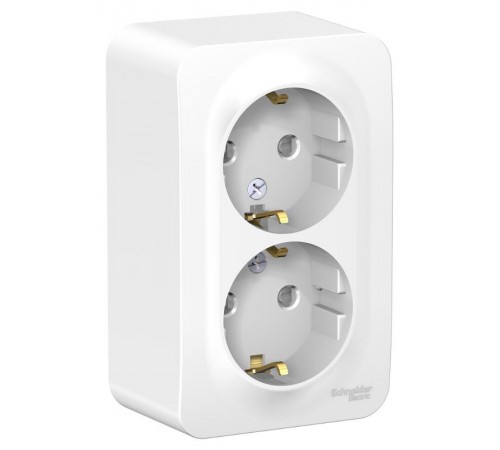 Blanca Белый О/У с монтажной пластиной Розетка 2-ая с заземлением со шторками 16А, 250В  BLNRA011221  SE