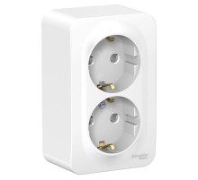 Blanca Белый О/У с монтажной пластиной Розетка 2-ая с заземлением со шторками 16А, 250В  BLNRA011221  SE
