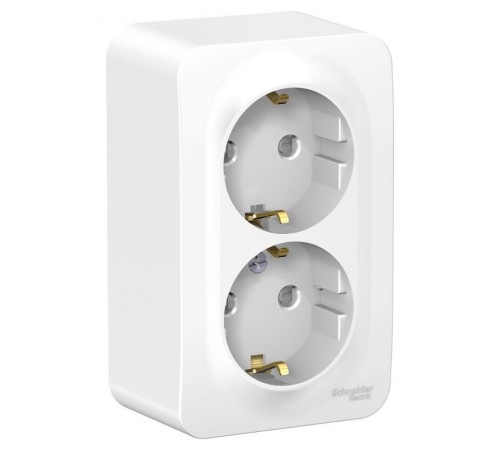 Blanca Белый О/У с монтажной пластиной Розетка 2-ая с заземлением со шторками 16А, 250В  BLNRA011221  SE