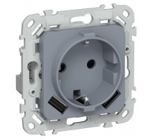 FLITE Розетка с заземлением со шторками 16А с USB A+A 3,1А быстрозажимные клеммы РСЮша11-1-ФлМ маренго  FI-R14-16-1-U21-D31-K35  IEK