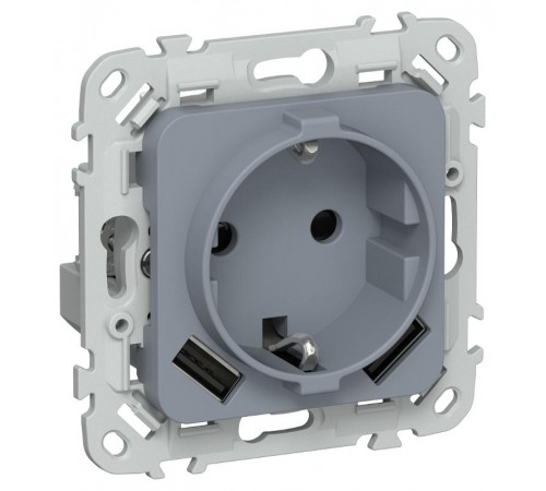 FLITE Розетка с заземлением со шторками 16А с USB A+A 3,1А быстрозажимные клеммы РСЮша11-1-ФлМ маренго  FI-R14-16-1-U21-D31-K35  IEK