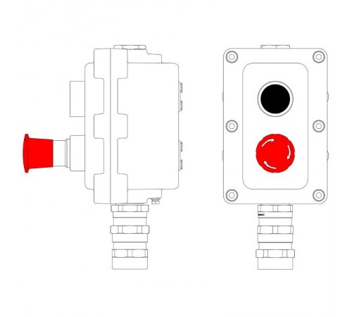 Взрывонепроницаемый пост управления из алюминия LCSD-02-B-MB-P1B(11)x1-P6E(11)x1-PBMB-KA2MHK  LCSD21000059  DKC