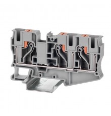 Клемма проходная, зажим push-in, 3 точки подключения, 10 кв.мм, серая  VPR-10-TWIN-GY  DKC
